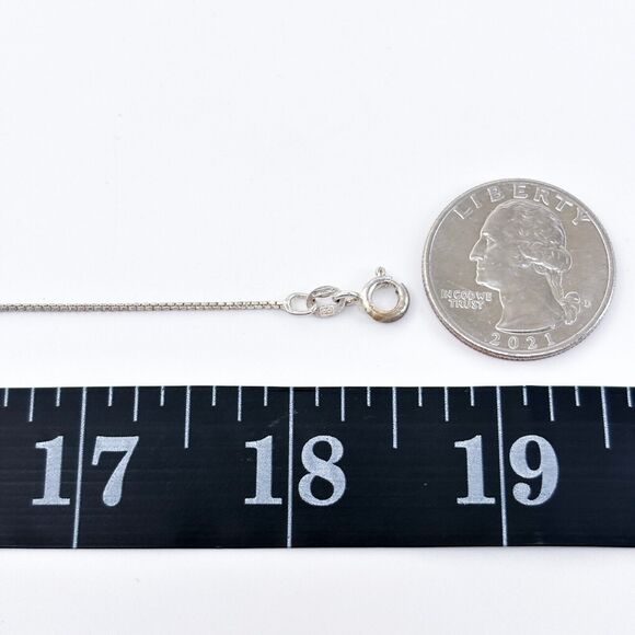 Vintage Italy Sterling Silver 925 0.9mm Box Chain Necklace 18.5" - Picture 2 of 3